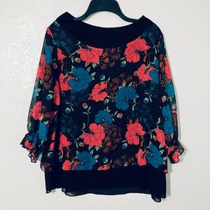 MSD Design Floral Blouse (Black)
